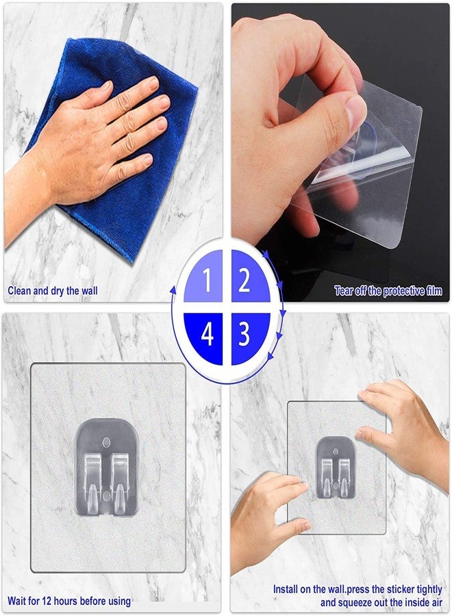 Taslibra Self Adhesive Sticker Wall Hook for Bathroom Wall Self Corner Shelves, Transparent (Pack of 8) - Image 4